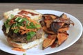 Japanese umami burger and sweet potato fries