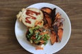 Japanese umami burger and sweet potato fries