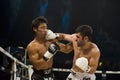 Japanese vs turkish thai boxer in bangkok Royalty Free Stock Photo