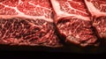 Japanese Wagyu A5 beef with high-marbled Background texture. Kobe wagyu beef premium product. Generative AI, illustration Royalty Free Stock Photo