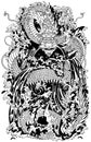 Japanese water dragon. Black and white illustration Royalty Free Stock Photo