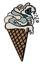 Japanese wave on ice cream for printing on shirt.