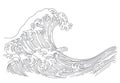 Japanese wave line art vector illustration