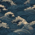 japanese wave pattern design image generative AI