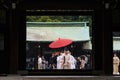 Japanese wedding ceremony at Meiji Jingu Shrine, Tokyo Royalty Free Stock Photo