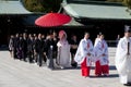 Japanese wedding ceremony at Shrine Royalty Free Stock Photo