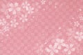 Japanese cherry blossom on pink checkered pattern paper background Royalty Free Stock Photo