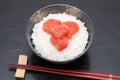 Japanese white rice and karashi mentaiko Royalty Free Stock Photo