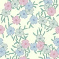 Japanese Wild Flower Leaf Line Vector Seamless Pattern