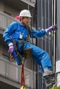 Japanese Window Cleaner in Tokyo Royalty Free Stock Photo