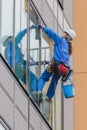 Japanese Window Cleaner in Tokyo Royalty Free Stock Photo
