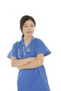 Beautiful Asian woman doctor or nurse wearing scrubs Royalty Free Stock Photo