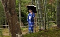 Japanese woman in bamboo forest