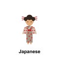 Japanese, woman cartoon icon. Element of People around the world color icon. Premium quality graphic design icon. Signs and Royalty Free Stock Photo