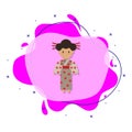 Japanese, woman cartoon liquid bacdge icon. Simple color vector of people around the world icons for ui and ux, website or mobile Royalty Free Stock Photo