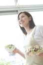 Japanese woman cooking Royalty Free Stock Photo