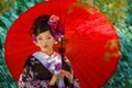 Japanese woman with Kimono dress