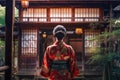 Japanese woman kimono house. Generate Ai Royalty Free Stock Photo