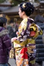 Japanese woman kimono temple