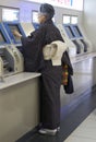 Japanese Woman in Kyoto Subway Station