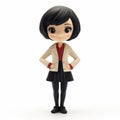 Black-haired Anime Figurine In Jacket And Skirt - Studio Portrait