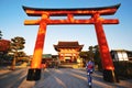 Japanese woman walking to Fushimi Inari-taisha in kyoto prefecture Royalty Free Stock Photo