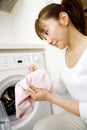 Japanese woman washing clothes Royalty Free Stock Photo