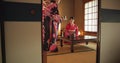 Japanese, women or matcha tea in kimono for ceremony in Chashitsu room with custom tradition or culture. People, temae Royalty Free Stock Photo