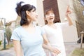 Japanese women taking a walk Royalty Free Stock Photo