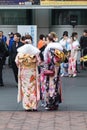 Sasebo, Japan - 07JAN2018: Japanese women wearing Kimono during Royalty Free Stock Photo