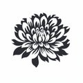 Japanese Woodblock-inspired Dahlia Flower Silhouette Vector