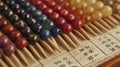 Japanese wooden abacus, close-up Royalty Free Stock Photo