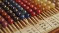 Japanese wooden abacus, close-up
