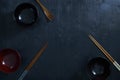 Japanese wooden chopsticks, bowl. Royalty Free Stock Photo