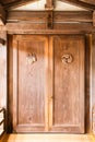 Japanese Wooden Door with Sigils Royalty Free Stock Photo