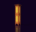 Japanese wooden lamp. 3D image