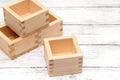 Japanese wooden masu box Royalty Free Stock Photo