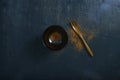 Japanese wooden spoon,bowl and chili powder