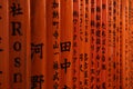 Japanese writing pattern on red columns