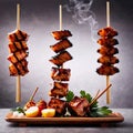 Japanese yakitori grilled chicken sewers, traditional snack food