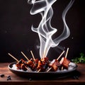 Japanese yakitori grilled chicken sewers, traditional snack food