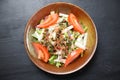 Japanese yam and dried young sardines salad