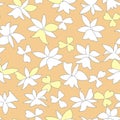 Japanese Yellow Cherry Blossom Vector Seamless Pattern