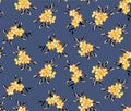 Japanese Yellow Flower Leaf Vector Seamless Pattern