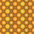 Japanese Yellow Flower Mosaic Vector Seamless Pattern