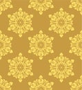 Japanese Yellow Snowflake Vector Seamless Pattern