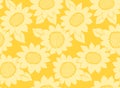 Japanese Yellow Sunflower Vector Seamless Pattern