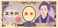 Japanese yen 5000-yen bill Royalty Free Stock Photo