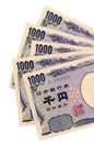 Japan money, Japanese 1000 Yen currency bills isolated on white background Royalty Free Stock Photo