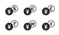 Japanese yen exchange icon set. banking transfer sign. finance infographic design element